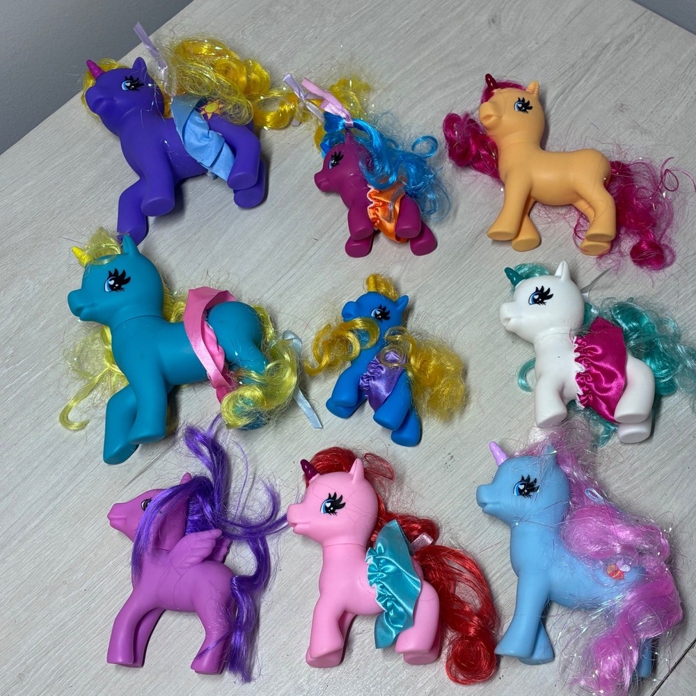 Lot of Nine Gi-Go Fakie Style Unicorn Pegasus Toys Brushable Hair MultiSize